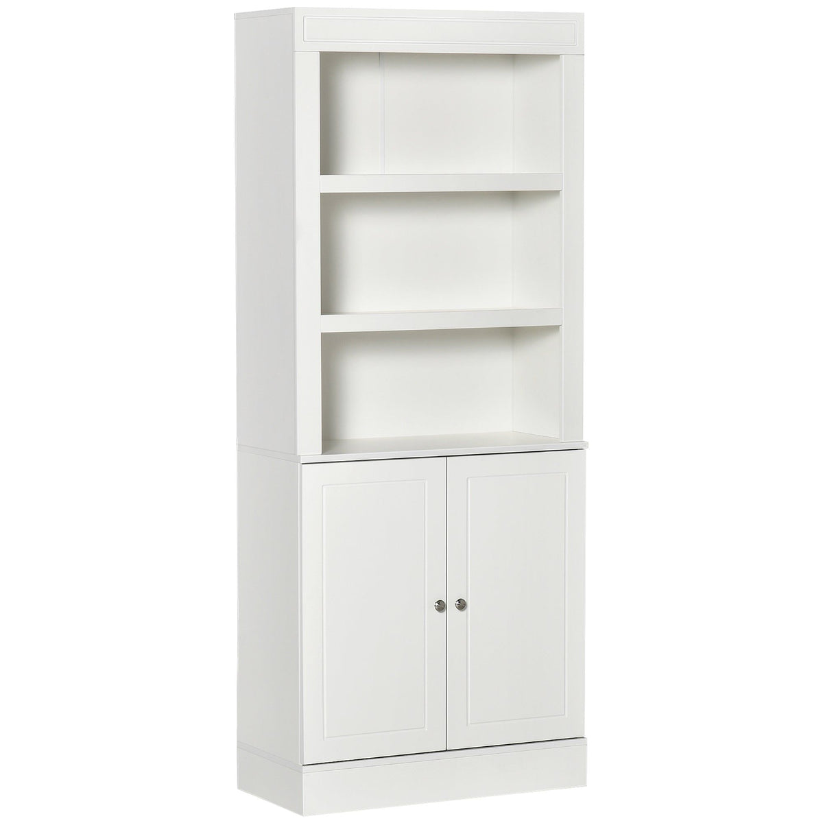 72" Kitchen Buffet with Hutch and 6-Tier Shelving - White