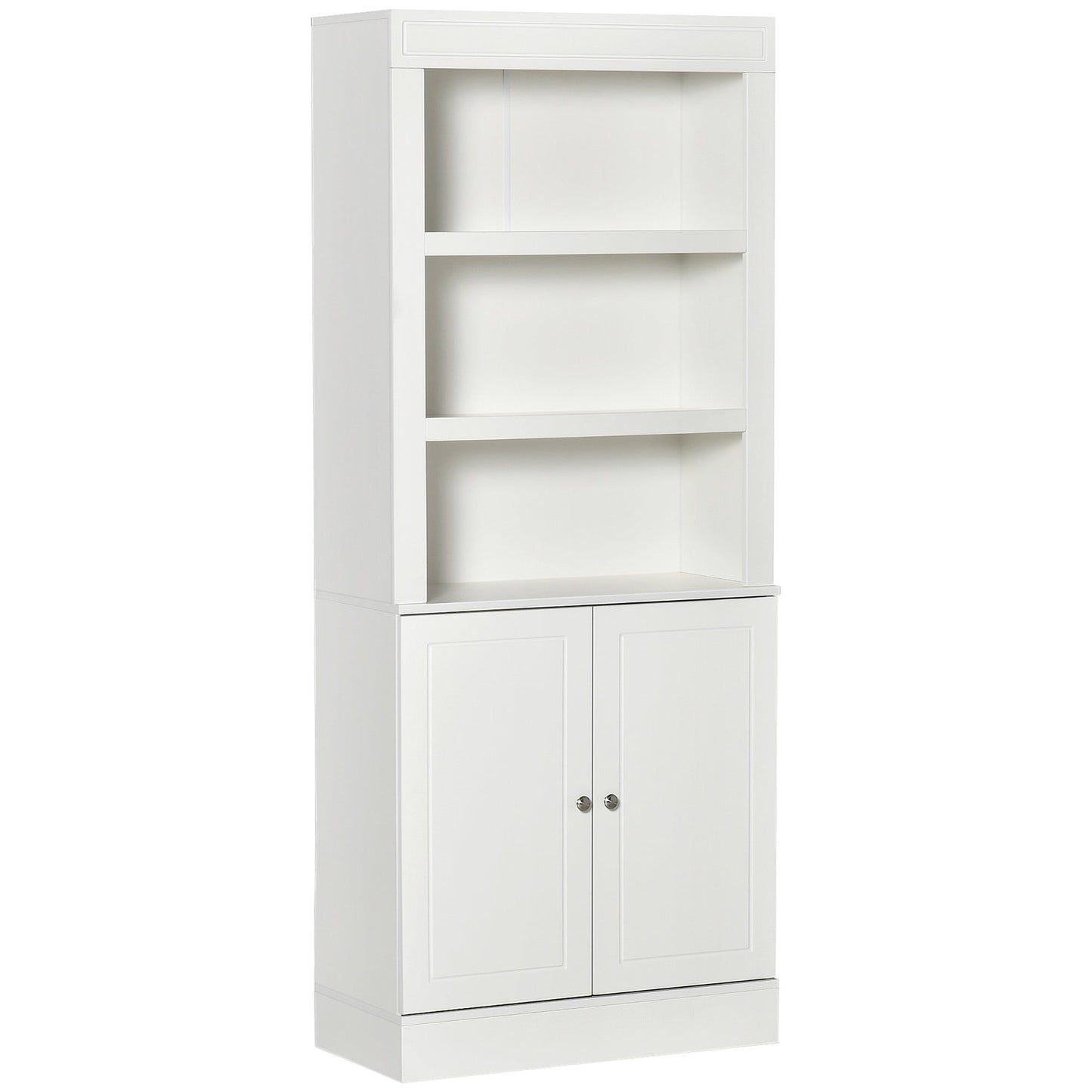 72" Kitchen Buffet with Hutch and 6-Tier Shelving - White