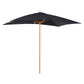 7' x 10' Wooden Patio Umbrella Rectangle Garden Parasol Outdoor Sunshade Canopy with Bamboo Ribs for Garden Black