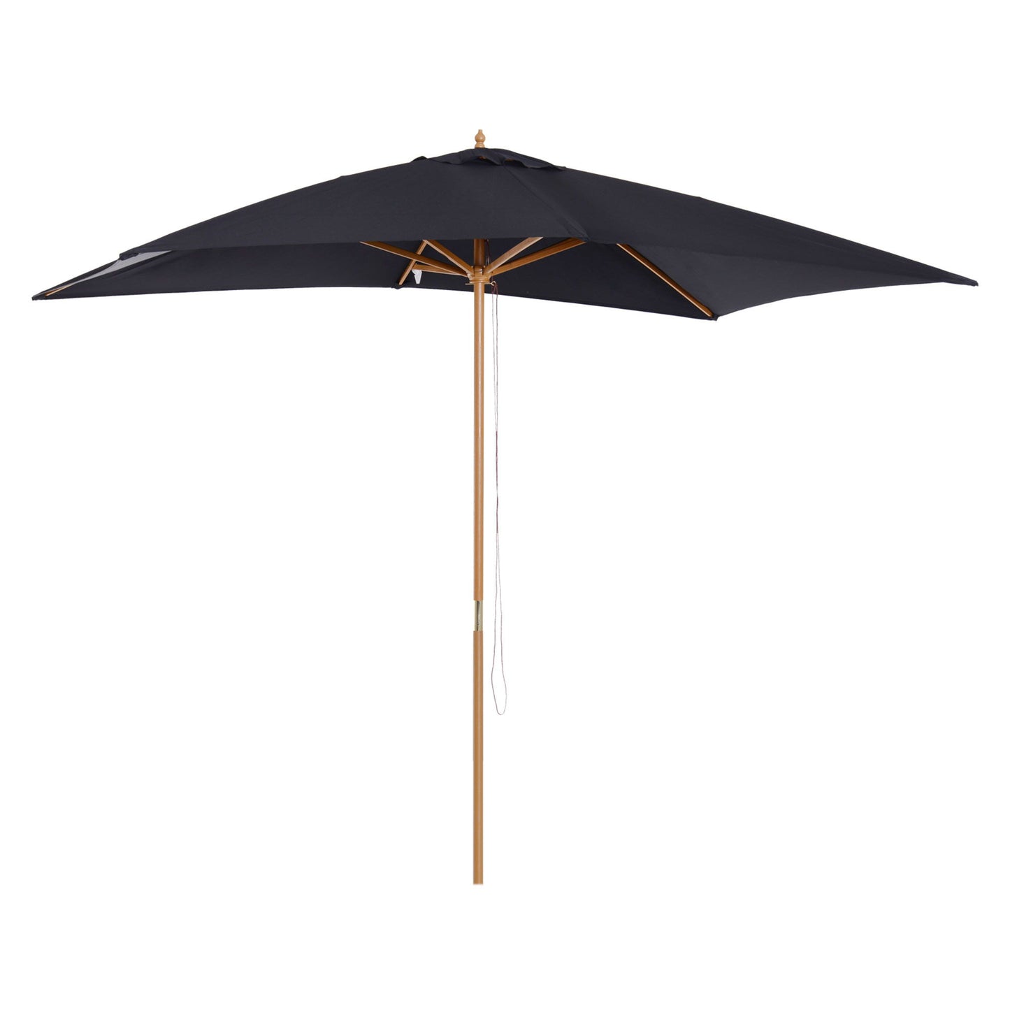 7' x 10' Wooden Patio Umbrella Rectangle Garden Parasol Outdoor Sunshade Canopy with Bamboo Ribs for Garden Black