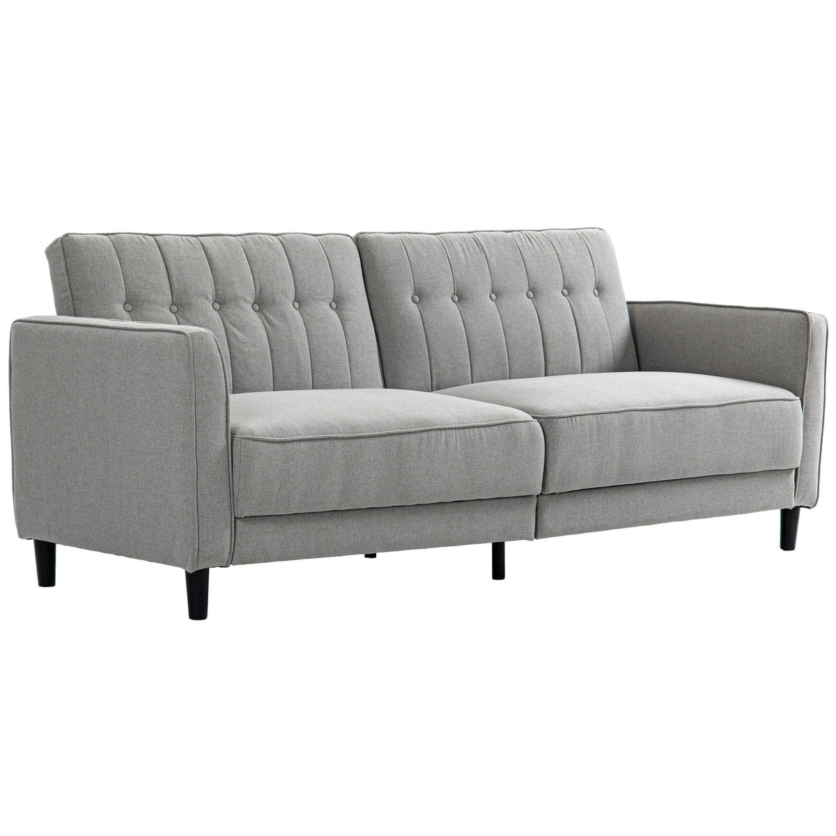 Convertible Tufted Sofa Bed with Adjustable Back - Grey