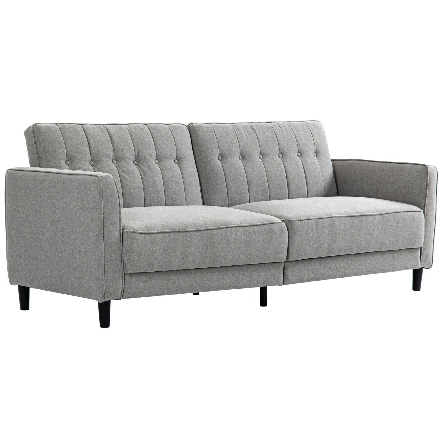 Convertible Tufted Sofa Bed with Adjustable Back - Grey