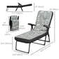 Outdoor Lounge Chair with Padded Cushion, Folding Reclining Patio Garden Chair with Recline Back, Footrest, for Poolside, Patio, Grey