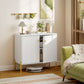 Sideboard, Modern Buffet Cabinet, Coffee Bar Cabinet with Fluted Doors and Adjustable Shelf, White