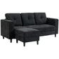 Sectional Sofa, L Shaped Couch with Changeable Chaise, Wooden Legs, Black