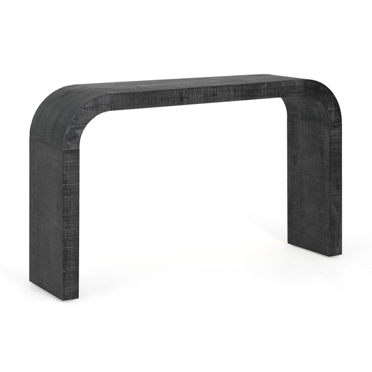 Vintage Farmhouse Console Table with Curved Edge and Distressed Wood Grain, Sturdy Sofa Table for Entryway, 52" L x 12" W x 31" H, Black