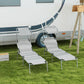 2Pcs Outdoor Lounge Chair, Adjustable Folding Chaise Lounge with Sun Shade for Beach, Camping, Hiking, Light Grey