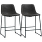 Counter Height Bar Stools Set of 2, Vintage PU Leather Bar Chairs, Kitchen Stool with Footrest, Dark Brown