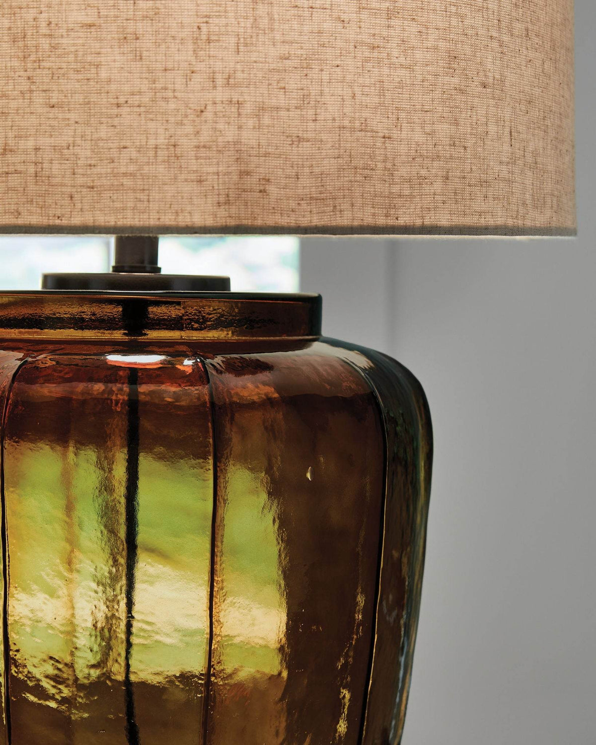 Bainmore - Amber - Glass Table Lamp - Forward Furniture