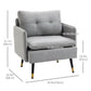 Tufted Accent Chair with Steel Legs - Grey