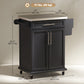 Rolling Kitchen Island with Stainless Steel Top - Black