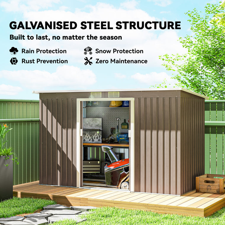 9' x 4' Metal Garden Shed with Foundation Kit and Ventilation