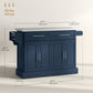 Rolling Kitchen Island with Stainless Steel Top - Blue