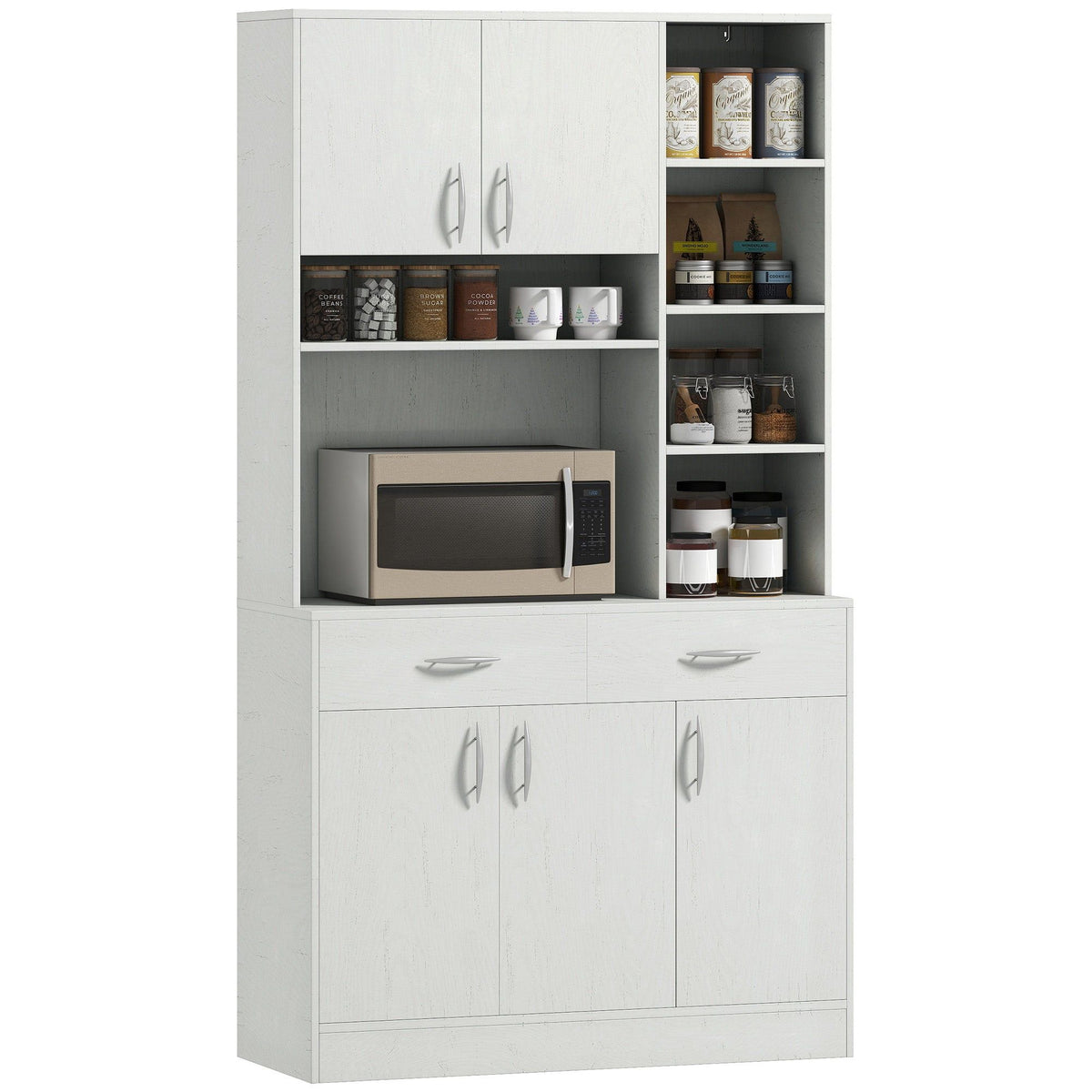 71" Kitchen Hutch Buffet with Storage - Ash White