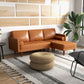 Faux Leather Sectional Sofa Couch L-Shaped Corner Sofa Set with Footstool and 2 Bolster Pillows, Brown