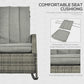 Outdoor Wicker Rocking Chair with Cushion, Patio PE Rattan Recliner Chair with Adjustable Footrest, Armrests, Red