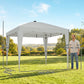 10 x 10 ft Pop Up Canopy Tent with Central Light, UPF 50+ Instant Portable Canopy Shelter with Remote, Light Grey