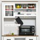 71" Kitchen Buffet with Hutch, Farmhouse Style Storage Cupboard with Utility Drawer, 3 Door Cabinets and 5-tier Shelves, White