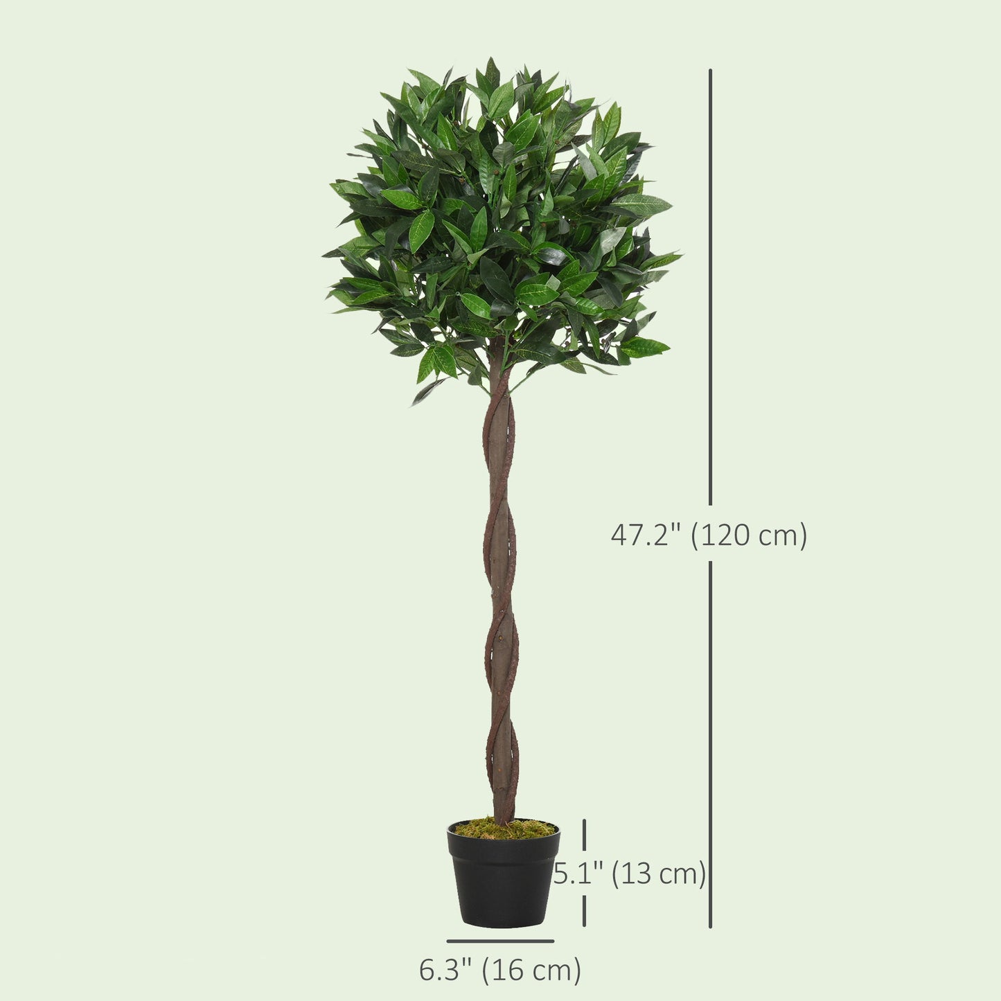 4FT Artificial Laurel Tree Set of 2, Lifelike Fake Plant with 564 Leaves, Potted Fake Plant for Home Office Decor, Green