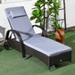 Outdoor Lounger, Deck Lounge Chair with Headrest, 5-Level Adjustable, Backrest, Wheels, Deep Coffee and Silver Grey