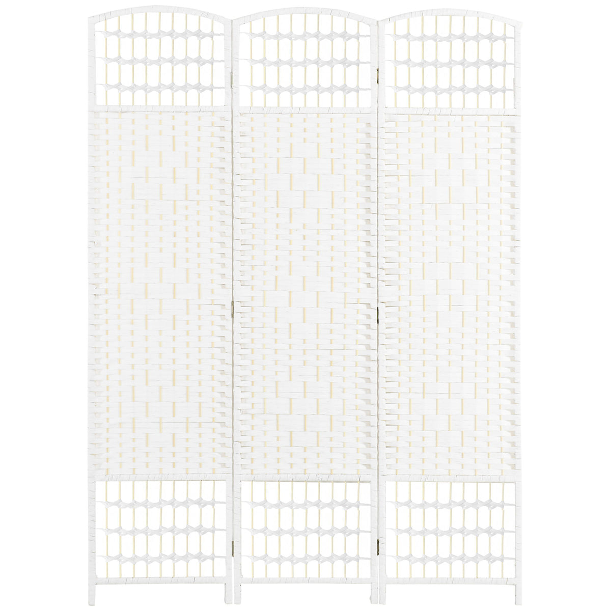 3 Panel Folding Room Divider, Portable Privacy Screen, Wave Fiber Room Partition for Home Office, White