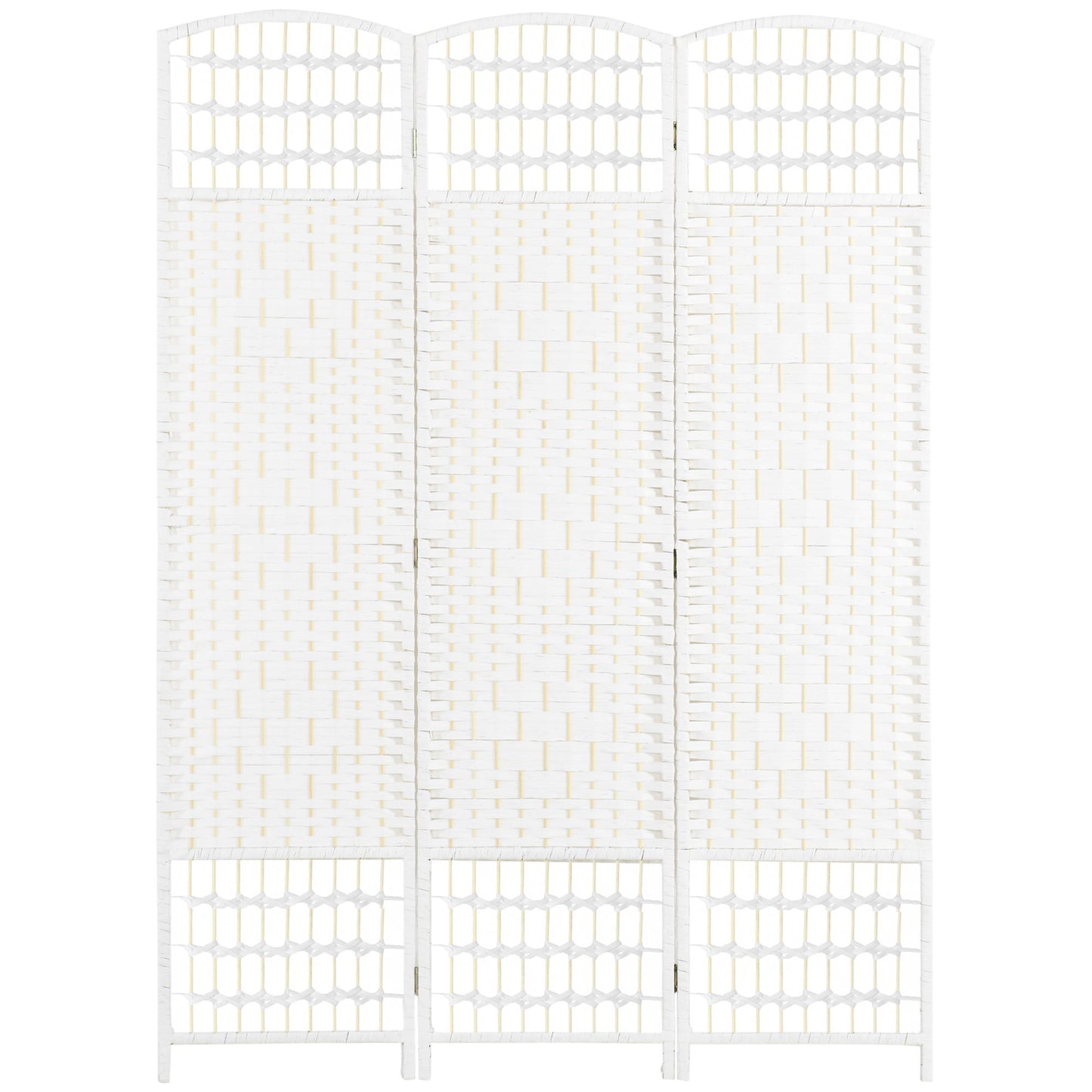 3 Panel Folding Room Divider, Portable Privacy Screen, Wave Fiber Room Partition for Home Office, White