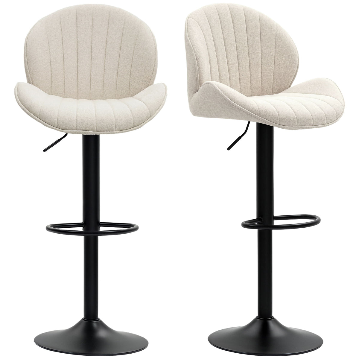 Bar Stools Set of 2, Swivel Barstools with Back, Adjustable Height and Footrest for Kitchen Island, Dining Room, Beige
