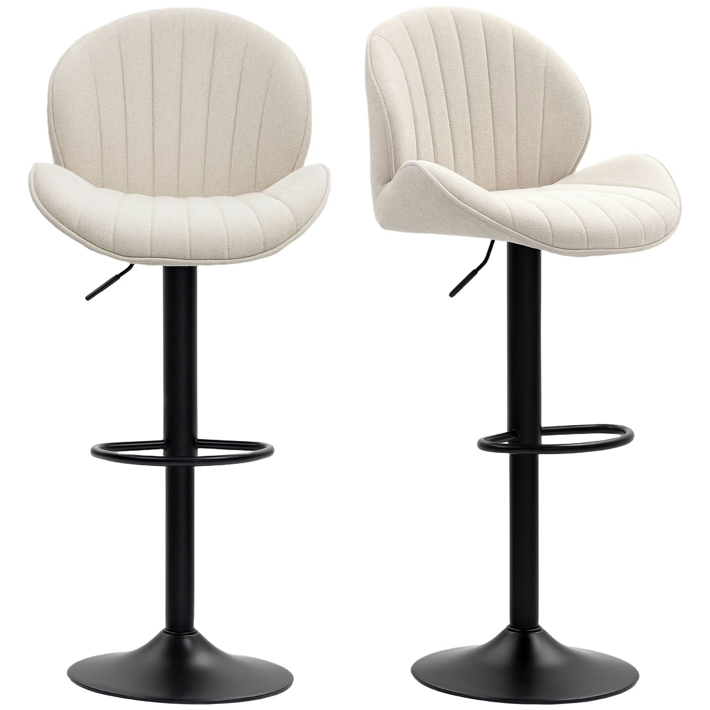 Bar Stools Set of 2, Swivel Barstools with Back, Adjustable Height and Footrest for Kitchen Island, Dining Room, Beige