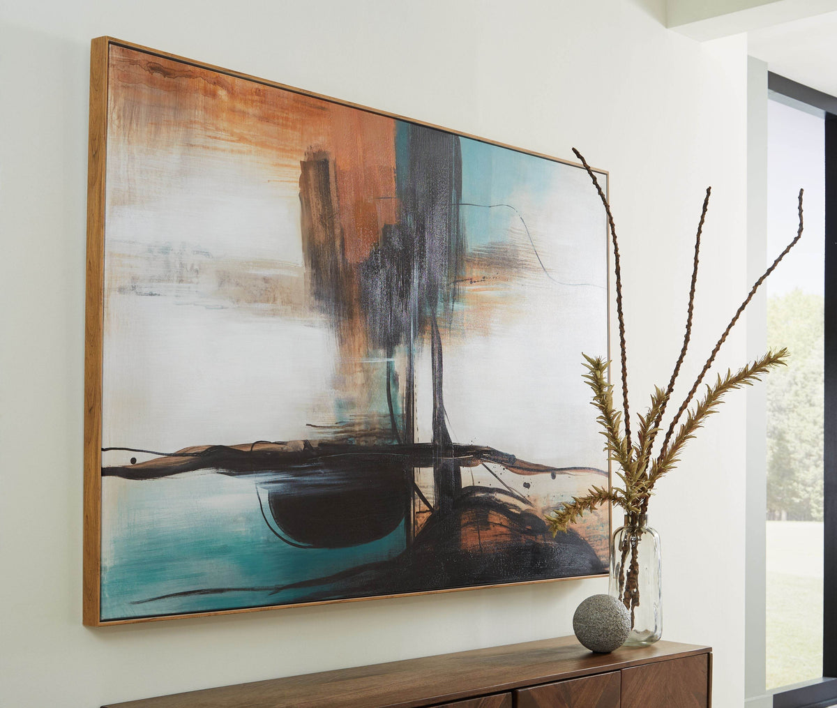 Brunonia - Teal / Orange / Black - Wall Art - Forward Furniture