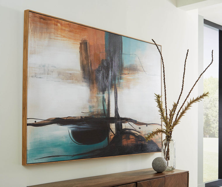 Brunonia - Teal / Orange / Black - Wall Art - Forward Furniture