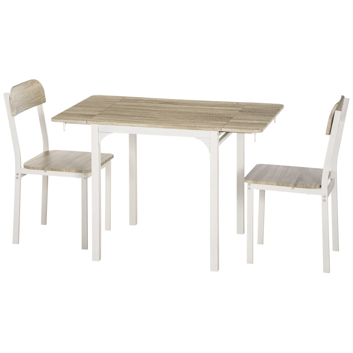Foldable Dining Table Set for 2, Drop-Leaf Kitchen Table with 2 Chairs for Apartments, Studios, Natural Drop-leaf Dining Table Set Includes 2 Chairs