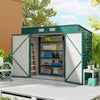 8 x 4FT Galvanized Garden Storage Shed, Metal Outdoor Shed with Double Doors and 2 Vents, Green