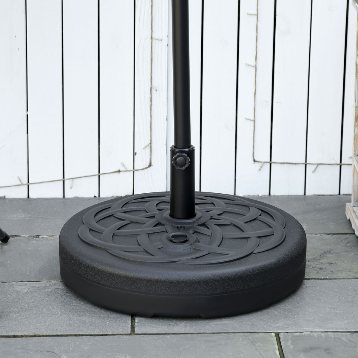77 lb Heavy Duty Patio Umbrella Base, 22" Round Market Umbrella Stand for Deck, Outdoor, Backyard, Black