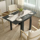 55" Extendable Dining Table for 4-6 Person, Kitchen Table with PU Handle and Felt Pads for Small Spaces, Black