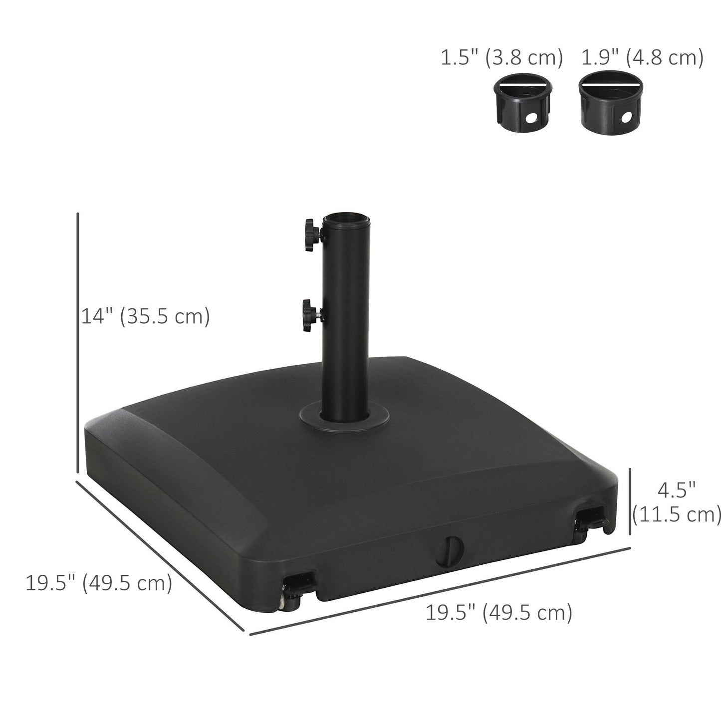 66 lb Heavy Duty Patio Umbrella Stand Filled Umbrella Holder Market Umbrella Base for Outdoor Garden Backyard Black