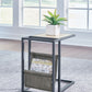 Freslowe - Light Brown / Black - Chair Side End Table With Magazine Basket