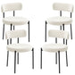 Set of 4 Corduroy Dining Chairs with Steel Legs - Beige