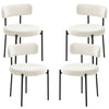 Set of 4 Corduroy Dining Chairs with Steel Legs - Beige