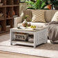 31.5" Square Farmhouse 2-Tier Coffee Table - Distressed Oak