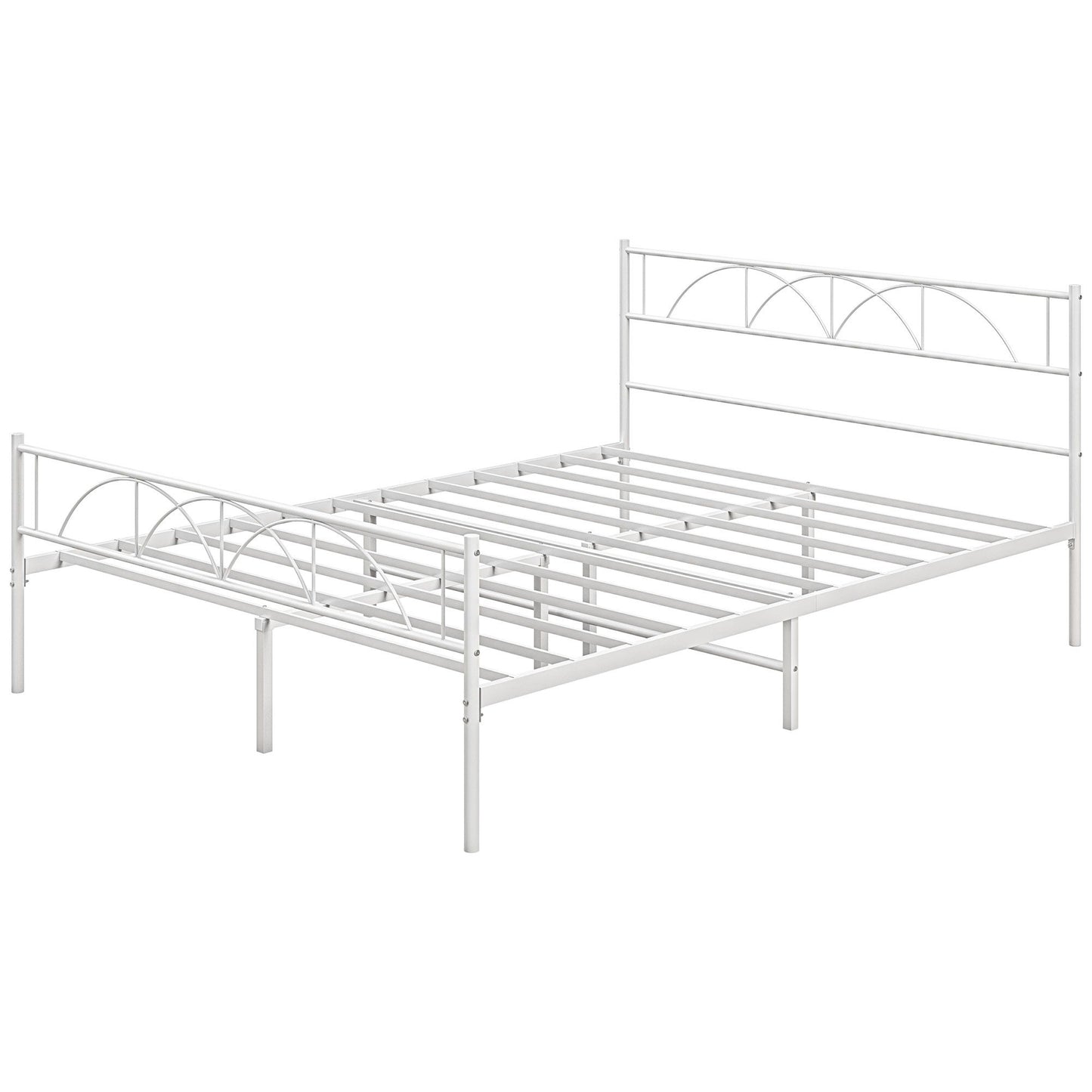 Metal Full Platform Bed Frame with Headboard, Steel Slat Support, Underbed Storage, No Box Spring Needed, Easy Assembly