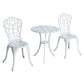 3 Pieces Antique Outdoor Bistro Set for 2 Patio Table and Chairs Set with Umbrella Hole White