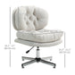 Armless Office Chair with Adjustable Height - Cream White