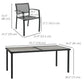 7 Pieces Outdoor Dining Set with 6 Stackable Chairs, Patio Table and Chairs with Plastic Top, Breathable Mesh Seat Back
