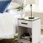 Shawburn - White / Black / Gray - One Drawer Night Stand - Open Cubby