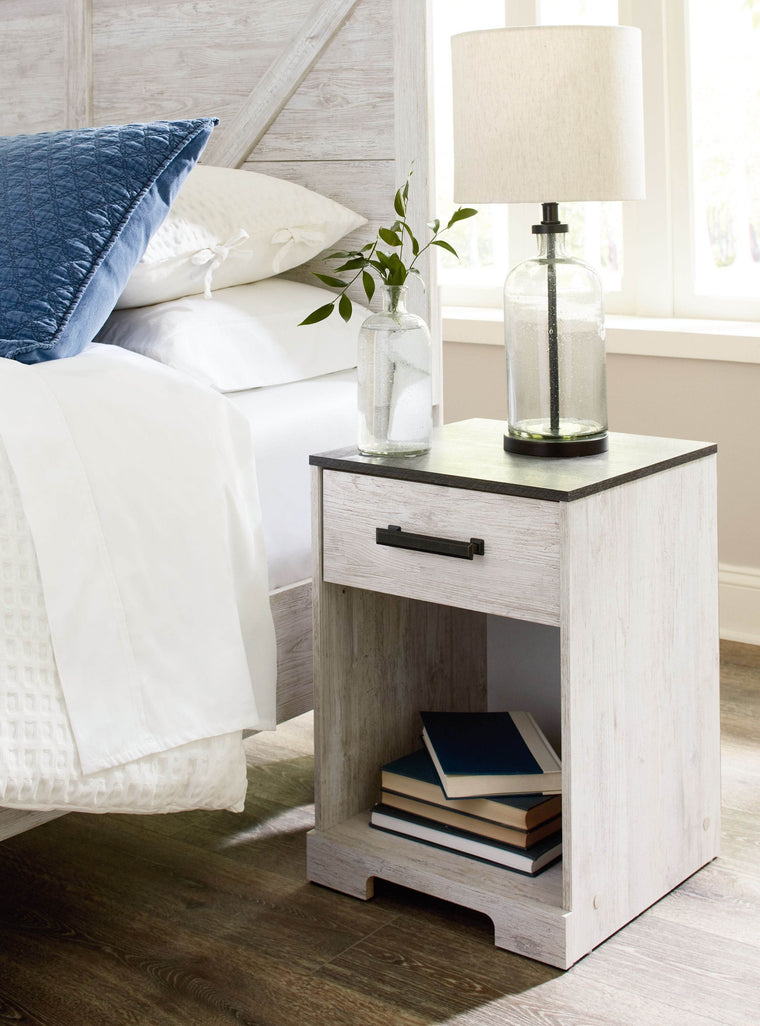 Shawburn - White / Black / Gray - One Drawer Night Stand - Open Cubby - Forward Furniture