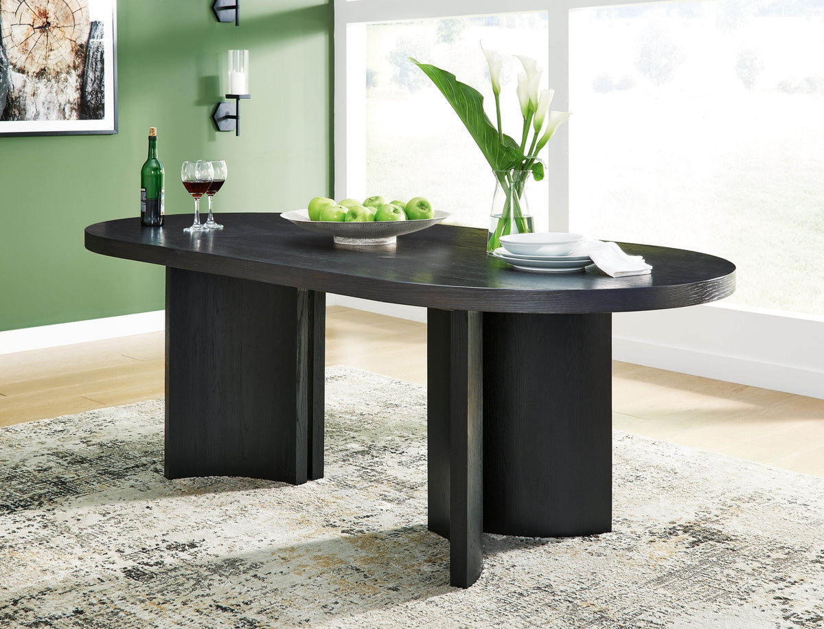 Rowanbeck - Black - Oval Dining Room Table - Forward Furniture