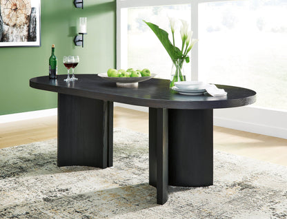 Rowanbeck - Black - Oval Dining Room Table - Forward Furniture