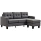 L-shaped Sofa, 3 Seater Couch with Ottoman, Corner Sofa with Thick Padded Cushion and Wood Legs, Dark Grey