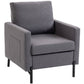 Upholstered Accent Armchair with Side Pockets - Dark Grey