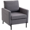 Upholstered Accent Armchair with Side Pockets - Dark Grey